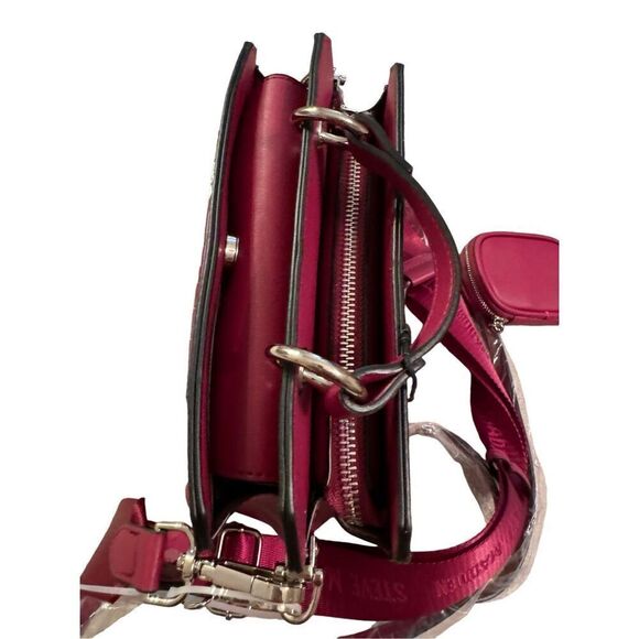 NEW Steve Madden Bevelynn Cranberry Satchel Small Purse with Zip Pouch - Picture 7 of 10